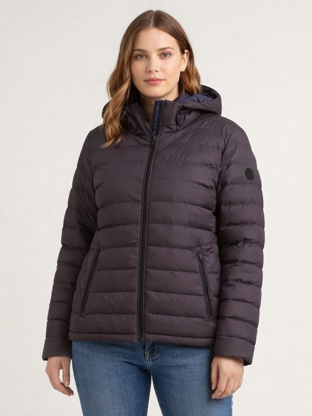 Michael Kors Quilted Down Packable Hooded Puffer Jacket Size XXL Navy Blue